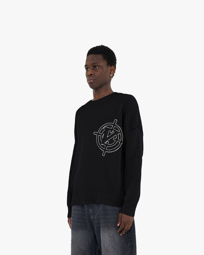 V-LOGO KNITWEAR BLACK - VICINITY