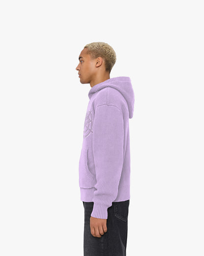 V-LOGO KNIT ZIP HOODIE LAVENDER