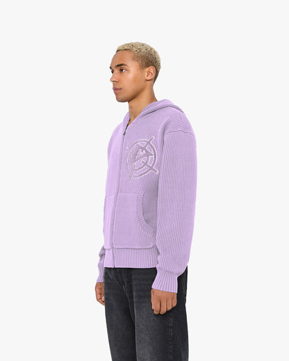 V-LOGO KNIT ZIP HOODIE LAVENDER