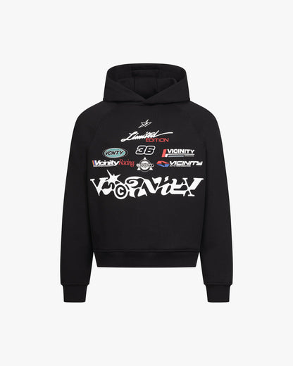 RACING LOGOS HOODIE BLACK