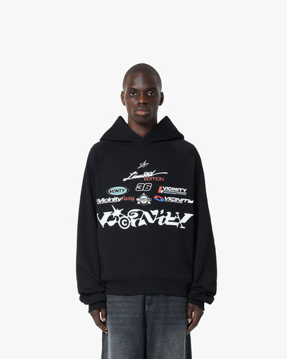 RACING LOGOS HOODIE BLACK