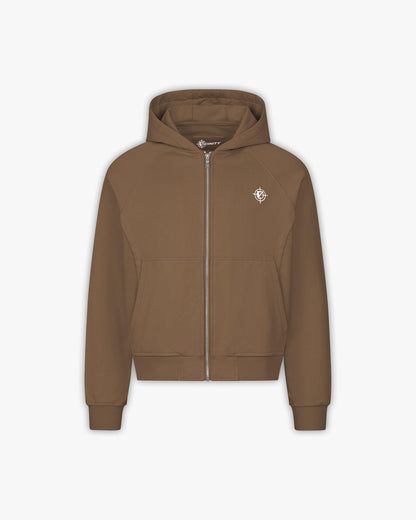 INSIDE OUT ZIP HOODIE CHOCOLATE BROWN - VICINITY