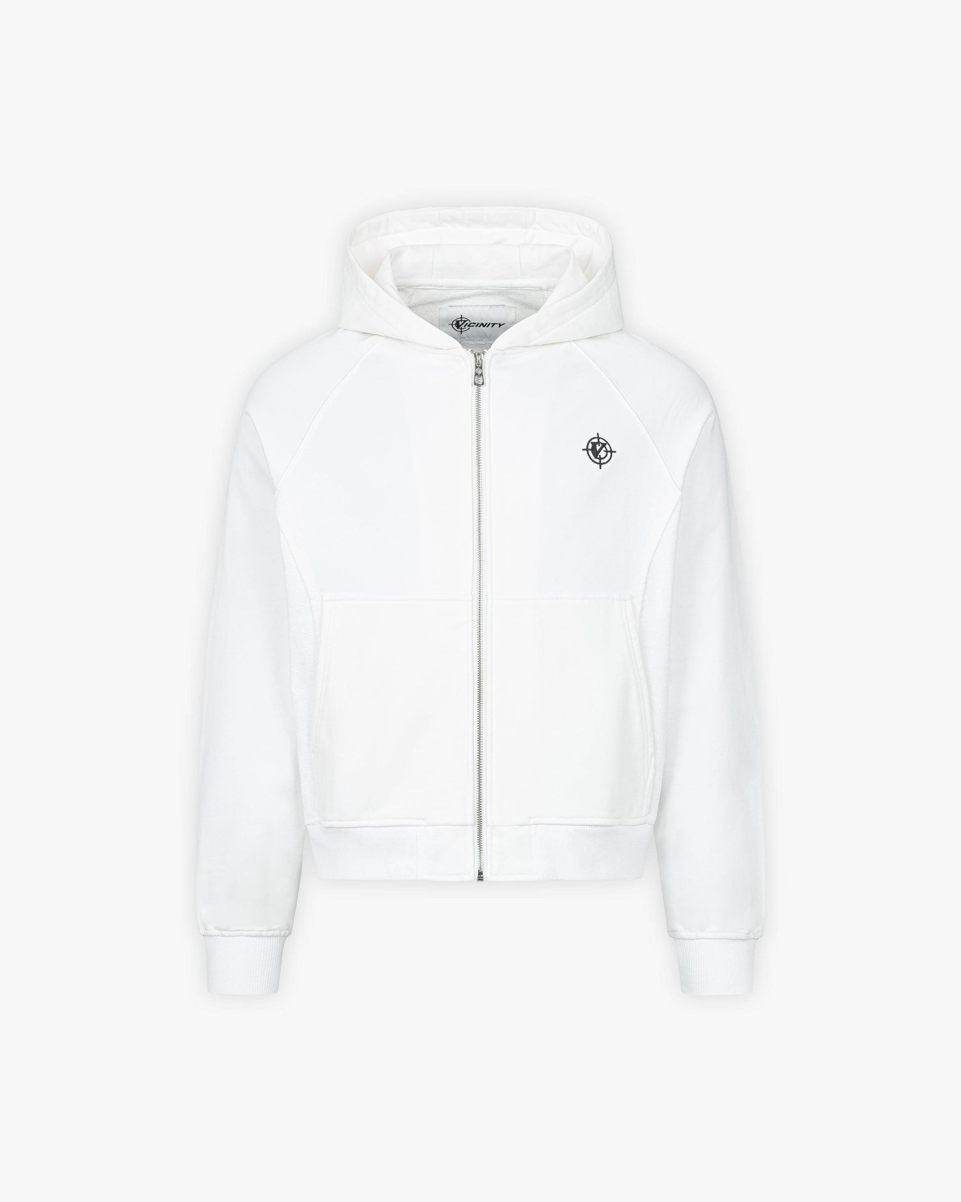 INSIDE OUT ZIP HOODIE WHITE - VICINITY