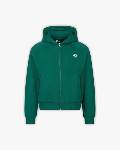 INSIDE OUT ZIP HOODIE FORREST GREEN - VICINITY