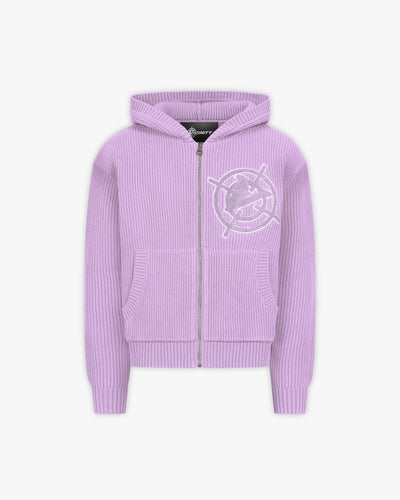 V-LOGO KNIT ZIP HOODIE LAVENDER