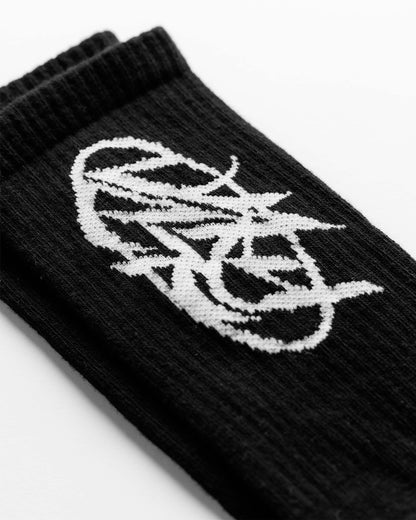 SCRIPT LOGO SOCKS DOUBLE PACK BLACK