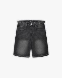 STONE WASHED DENIM JORTS