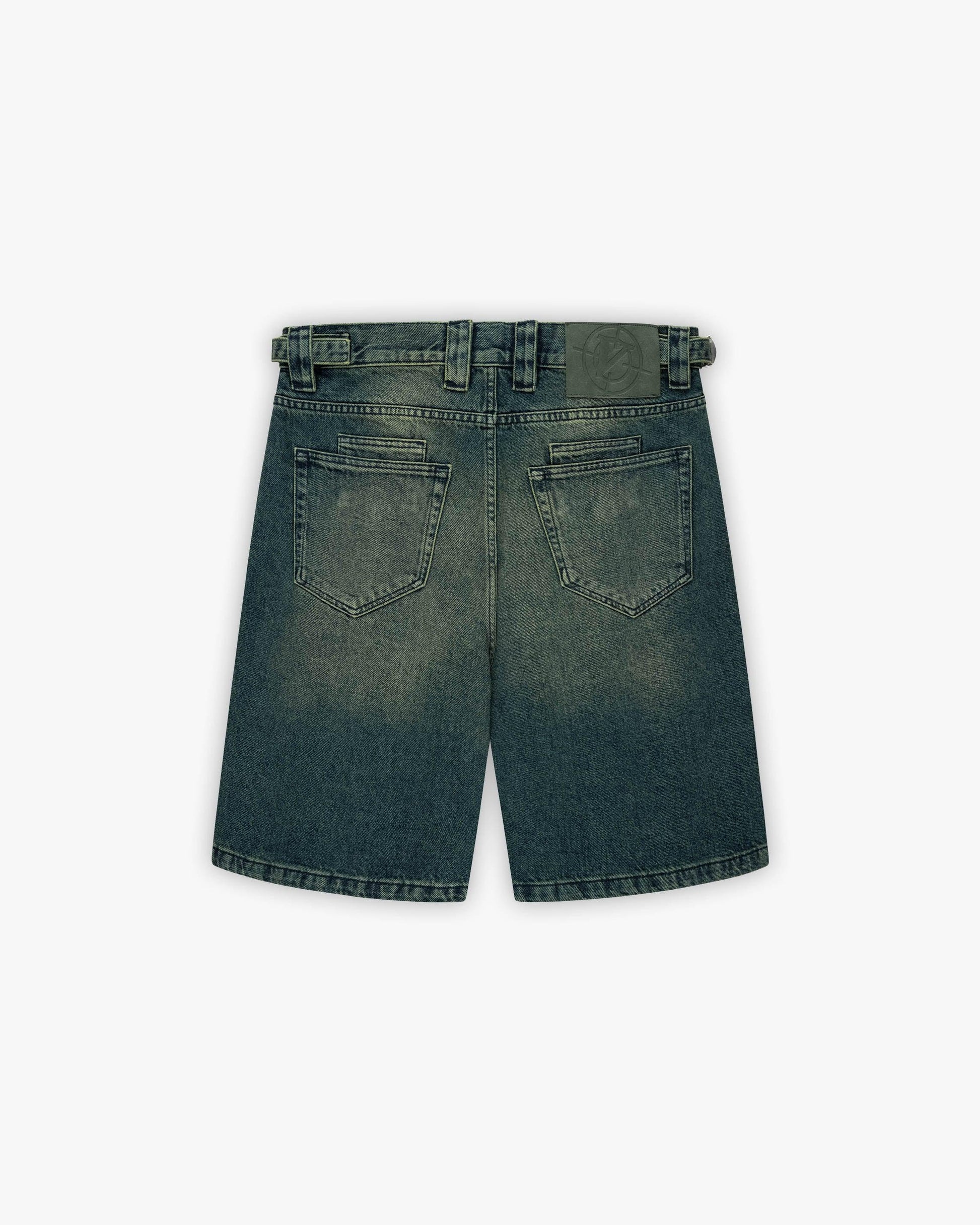 GREEN TINTED DENIM JORTS - VICINITY