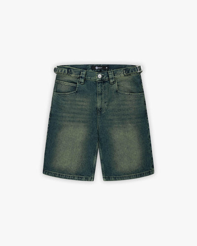 GREEN TINTED DENIM JORTS - VICINITY