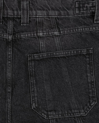 WASHED BLACK DENIM CARGO JORTS - VICINITY