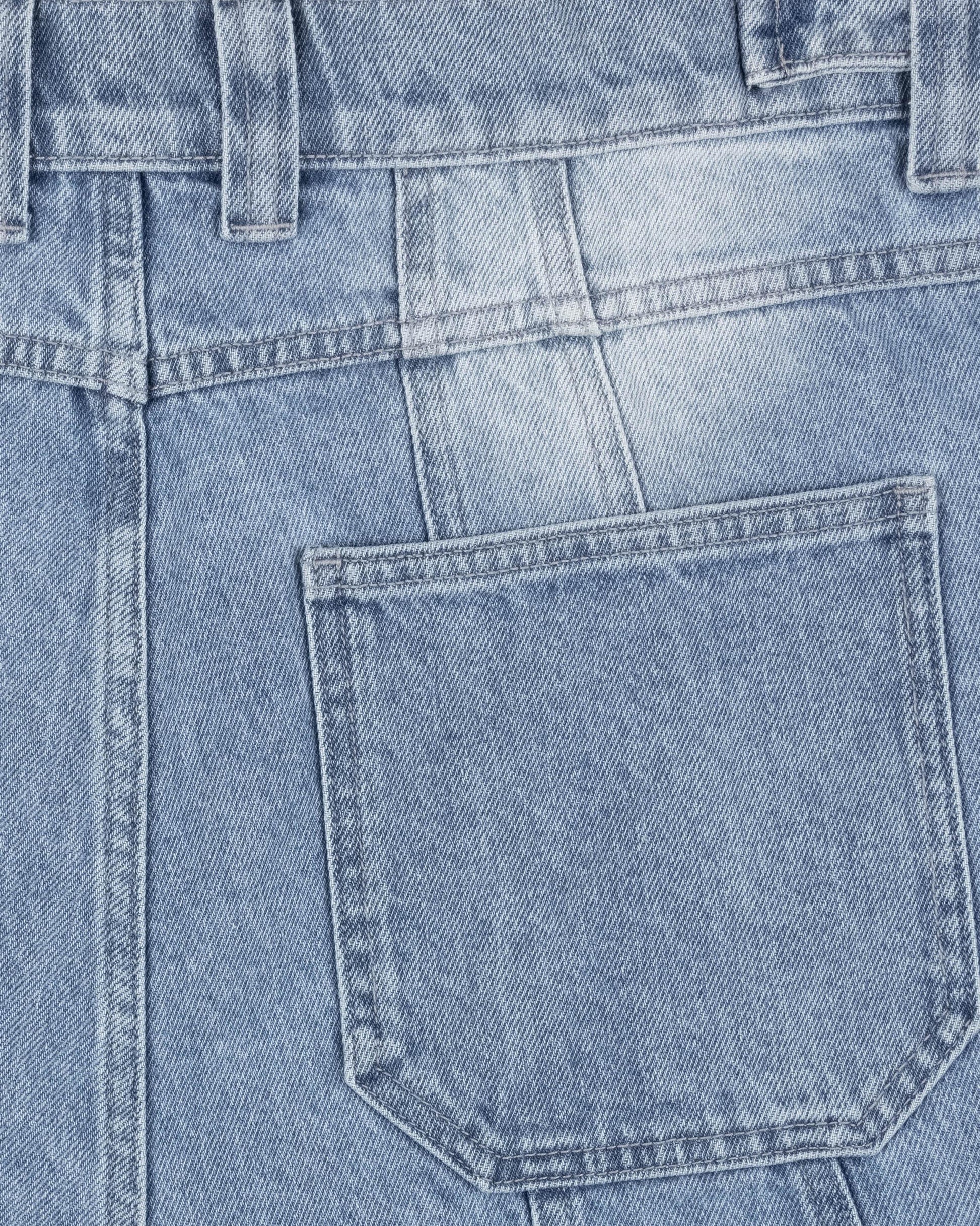 BLUE WASHED DENIM CARGO JORTS - VICINITY