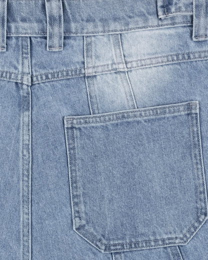 BLUE WASHED DENIM CARGO JORTS - VICINITY