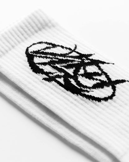 SCRIPT LOGO SOCKS DOUBLE PACK WHITE