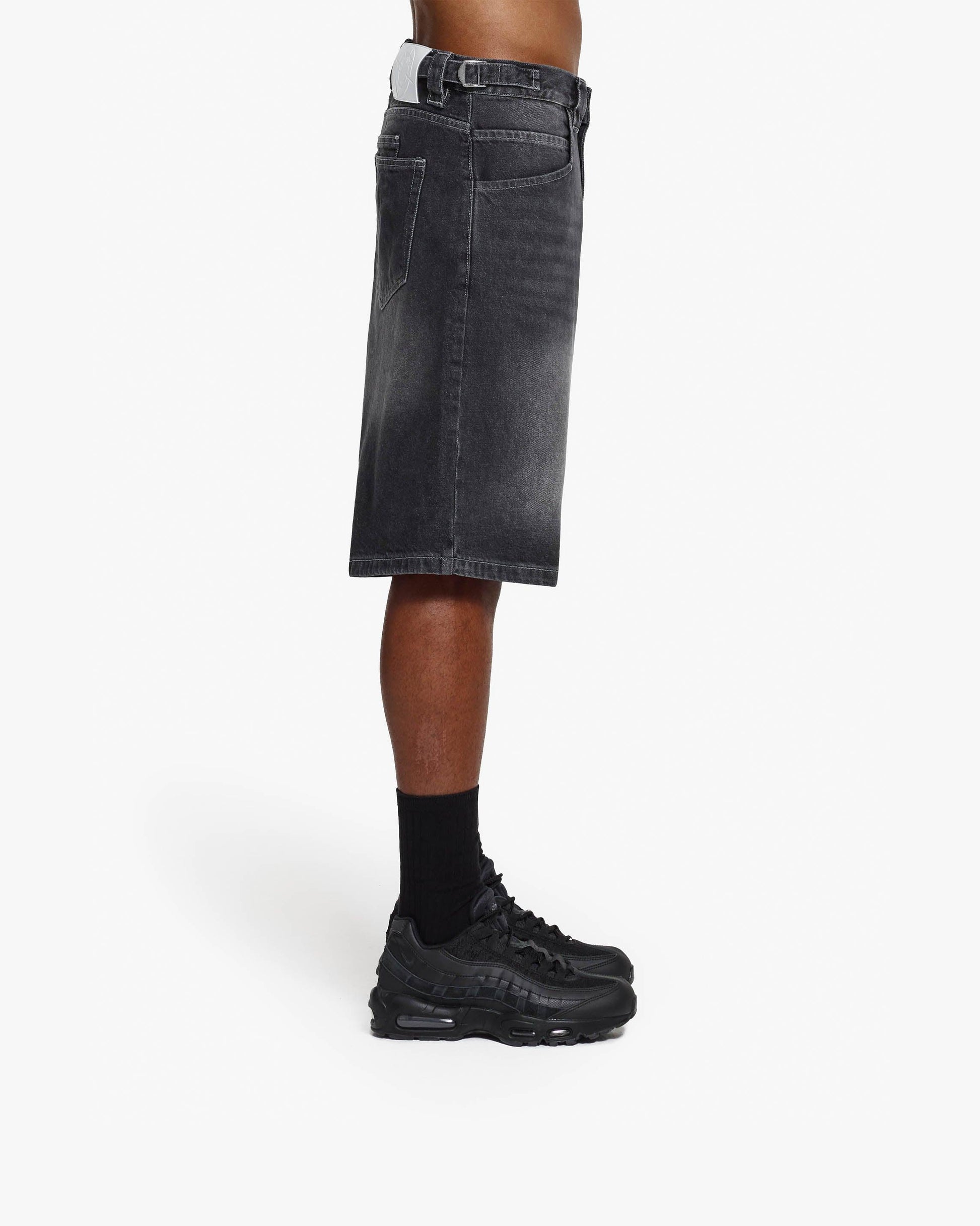 STONE WASHED DENIM JORTS - VICINITY