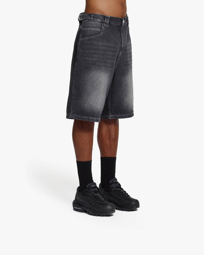 STONE WASHED DENIM JORTS - VICINITY