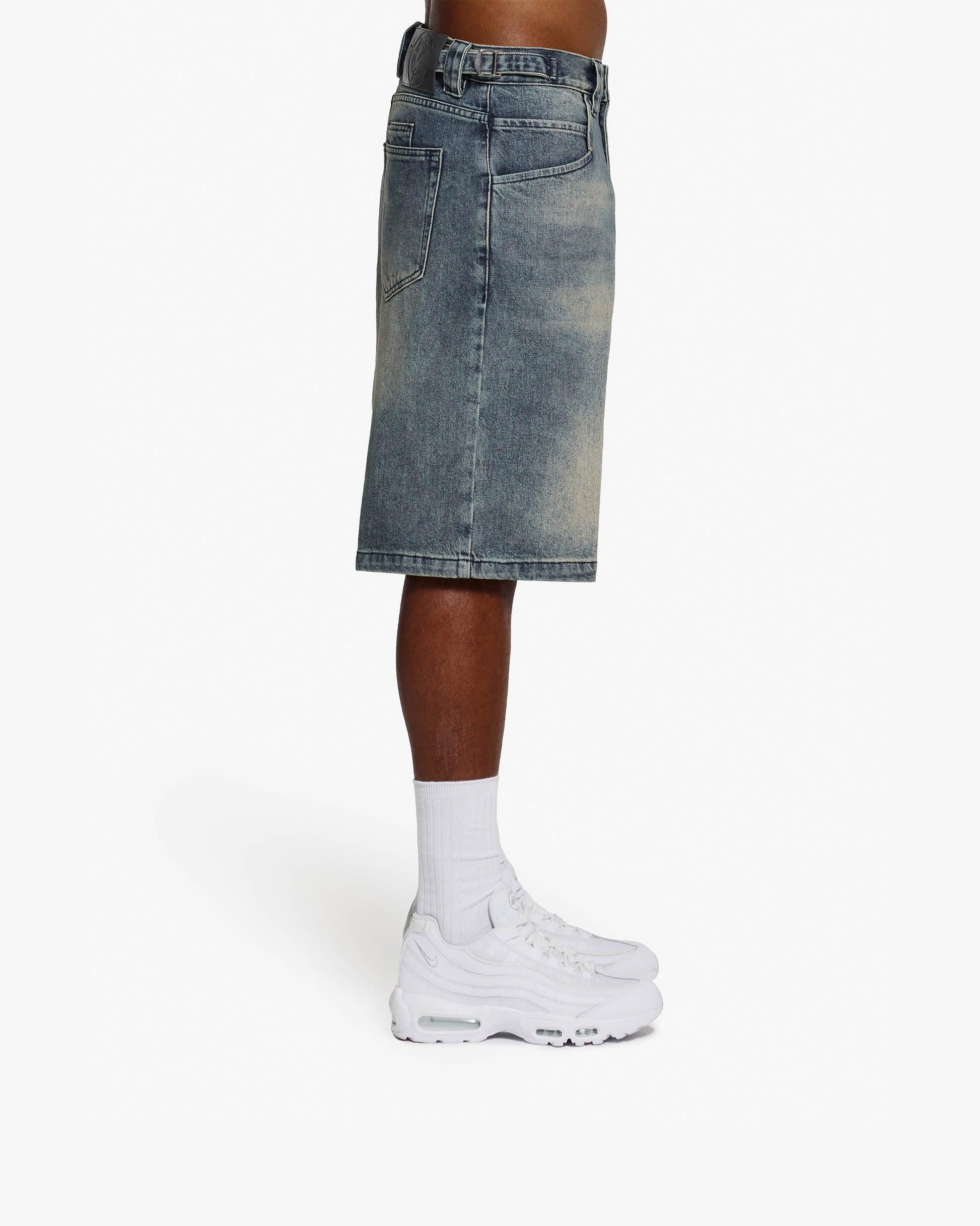 YELLOW TINTED DENIM JORTS - VICINITY