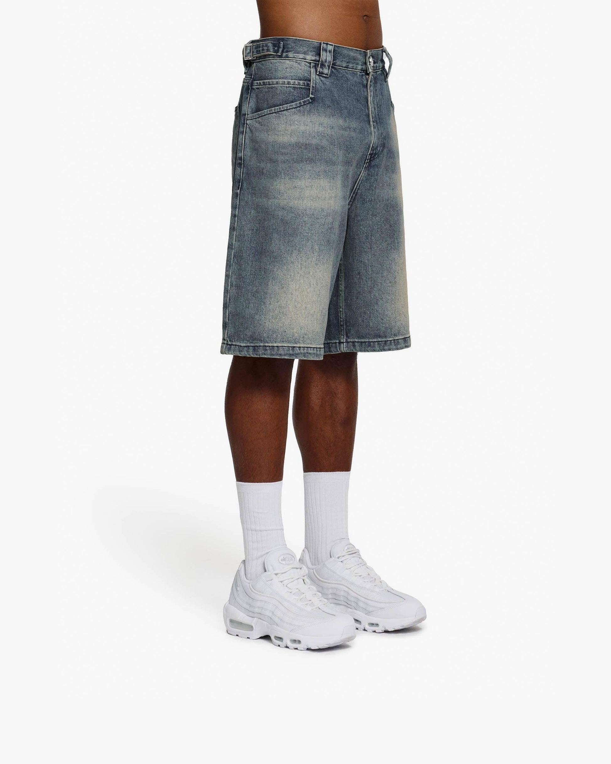 YELLOW TINTED DENIM JORTS - VICINITY