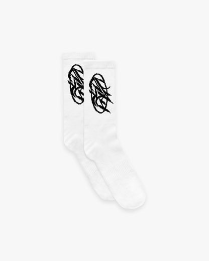 SCRIPT LOGO SOCKS DOUBLE PACK WHITE