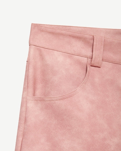 SCRIPT LOGO LEATHER PANTS VINTAGE PINK