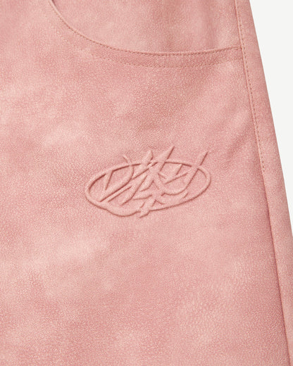 SCRIPT LOGO LEATHER PANTS VINTAGE PINK