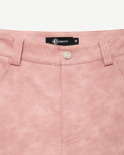 SCRIPT LOGO LEATHER PANTS VINTAGE PINK