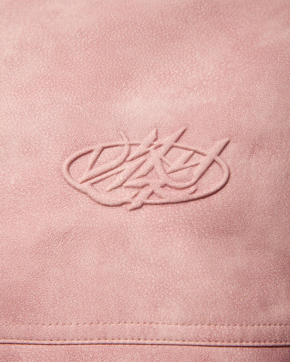 SCRIPT LOGO LEATHER JACKET VINTAGE PINK