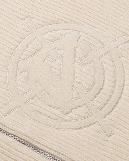 V-LOGO KNIT ZIP HOODIE BEIGE - VICINITY