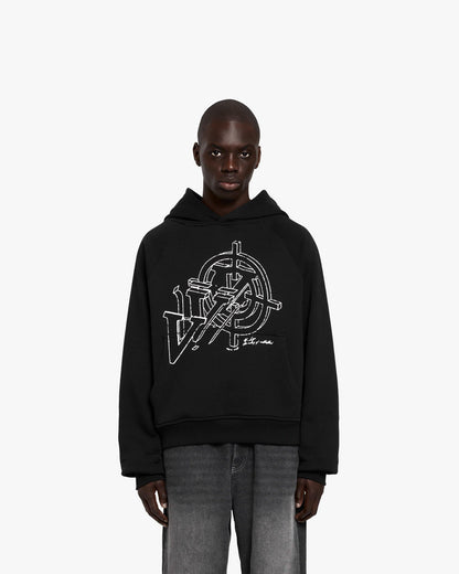 CONSTRUCTION LOGO HOODIE BLACK - VICINITY