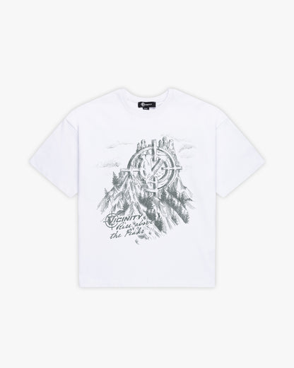 RISE ABOVE THE PEAKS TEE WHITE