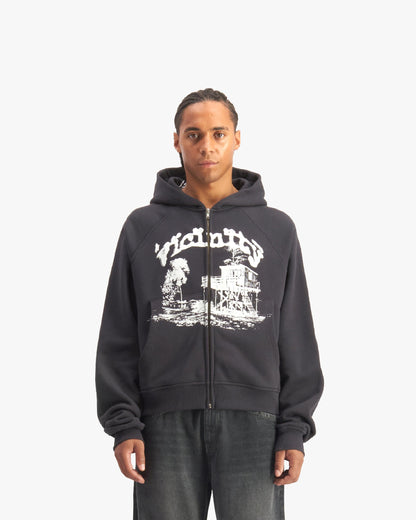 SHOOTING HOUSE ZIP HOODIE DARK GREY - VICINITY