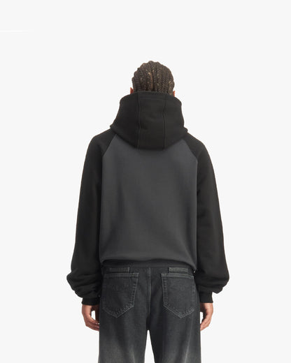 BICOLOR SHOOTING HOUSE HOODIE DARK GREY/BLACK - VICINITY