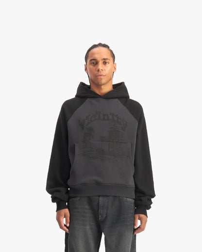 BICOLOR SHOOTING HOUSE HOODIE DARK GREY/BLACK - VICINITY